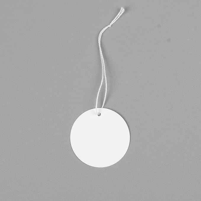 500PCS Marking Tags with String Attached, Round Paper Hangtags for Clothing Jewelry Arts Crafts DIY Gift Decorations(2"x2",White)