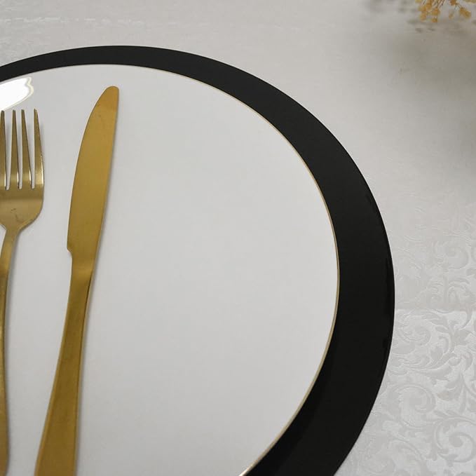 13inch Round Plastic Charger Plates,Set of 8,Charger Plates for Dinner,Wedding,Party,Event Decoration. (Metallic Black) …