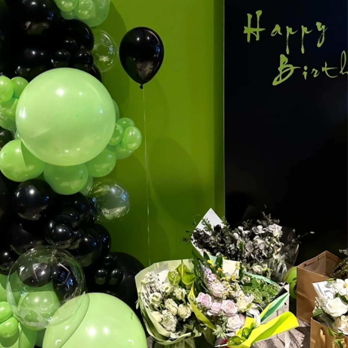 Green and Black Balloon Arch Kit, 151Pcs Lime Green Black Bobo Balloons Garland 18 12 10 5 inch for Birthday, Graduation, Baby Shower, Wedding, Anniversary, Holiday Party Decoration