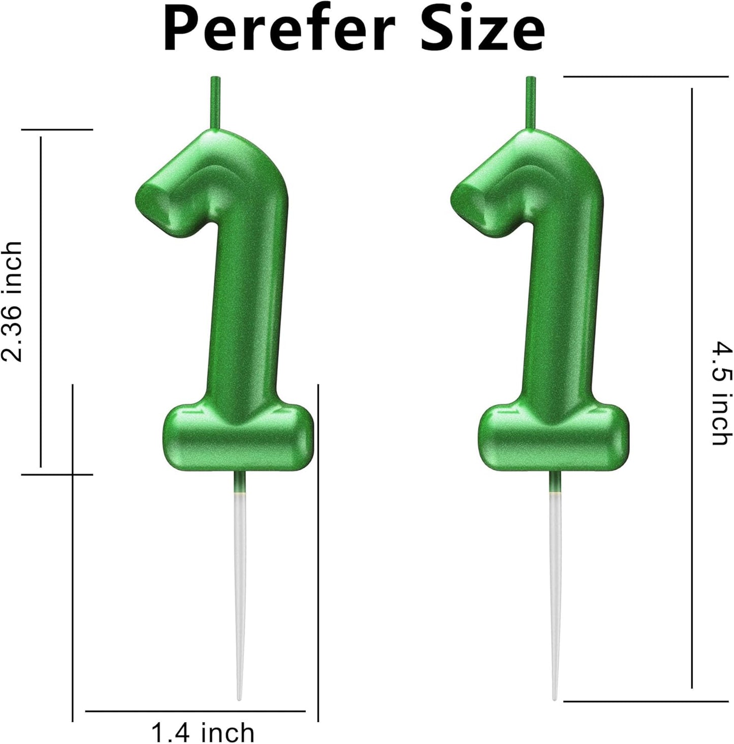 Green Number 11 Candle Happy Birthday 3D Number Candles for Birthday Cake Party Decoration Wedding Anniversary Celebration Supplies