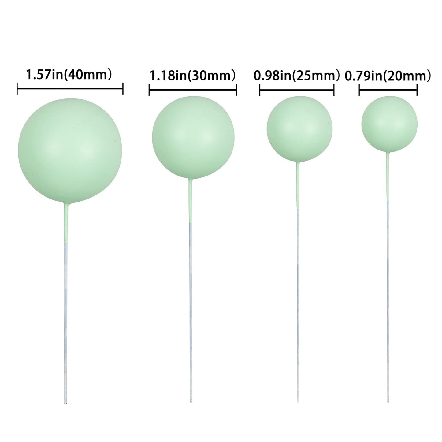 Gyufise 30Pcs Balls Cake Topper Mini Balloons Cake Toppers Foam Ball Cake Decorations Balloon Cake Topper Ball Shaped Cake Insert Topper for Birthday Party Baby Shower Decor Green