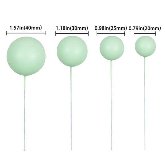 Gyufise 30Pcs Balls Cake Topper Mini Balloons Cake Toppers Foam Ball Cake Decorations Balloon Cake Topper Ball Shaped Cake Insert Topper for Birthday Party Baby Shower Decor Green