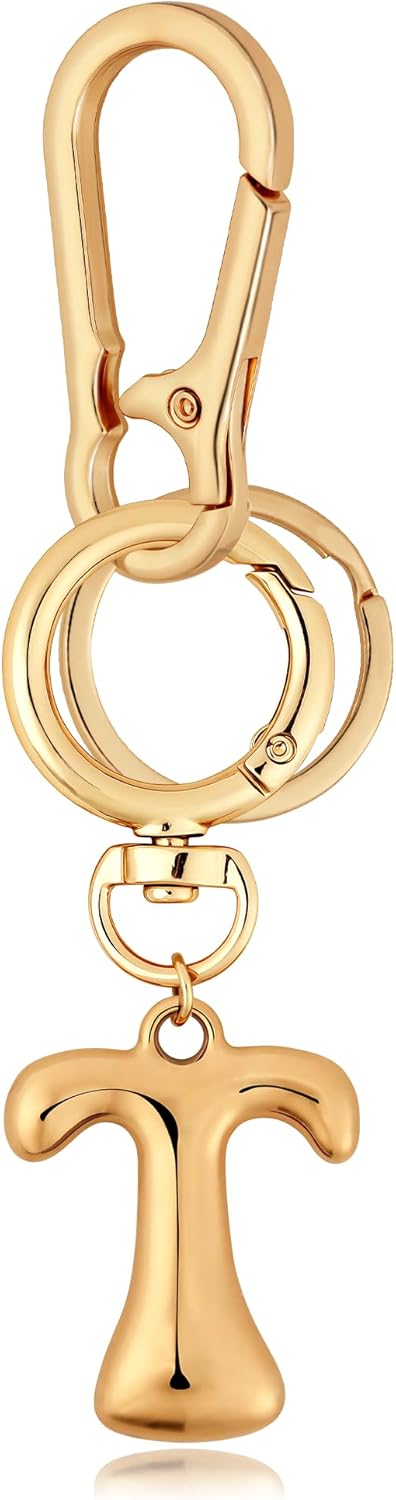 Gold Bubble Heart Initial Bag Charms for Handbags – Cute Initial Letter Keychain for Women, Purse Charms, Gold Gift