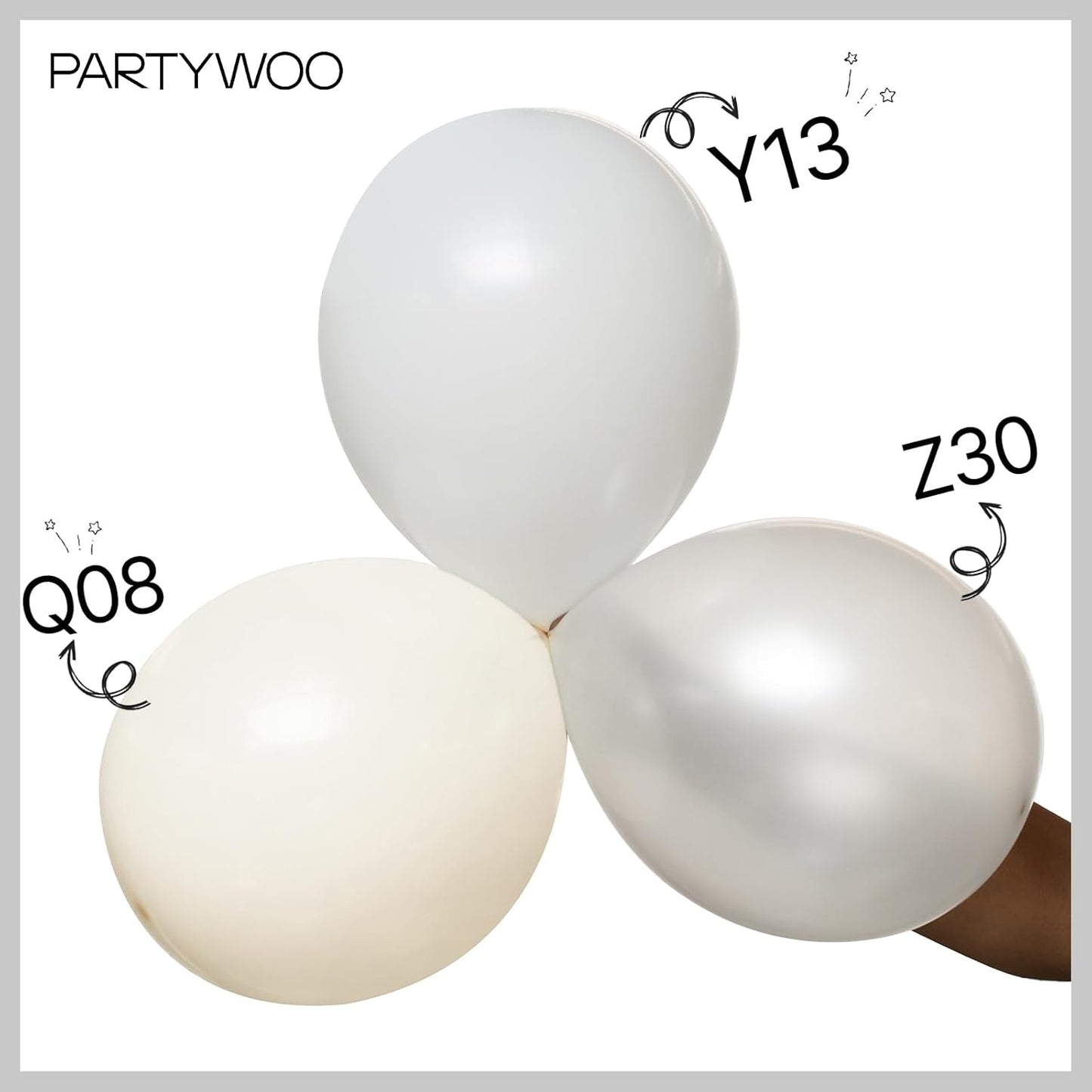 PartyWoo Pearl White Balloons 100 pcs 12 Inch White Latex Balloons for Wedding Bridal Graduation Engagement Baby Shower Gender Reveal Easter Anniversary Birthday Party Decorations White-Z30