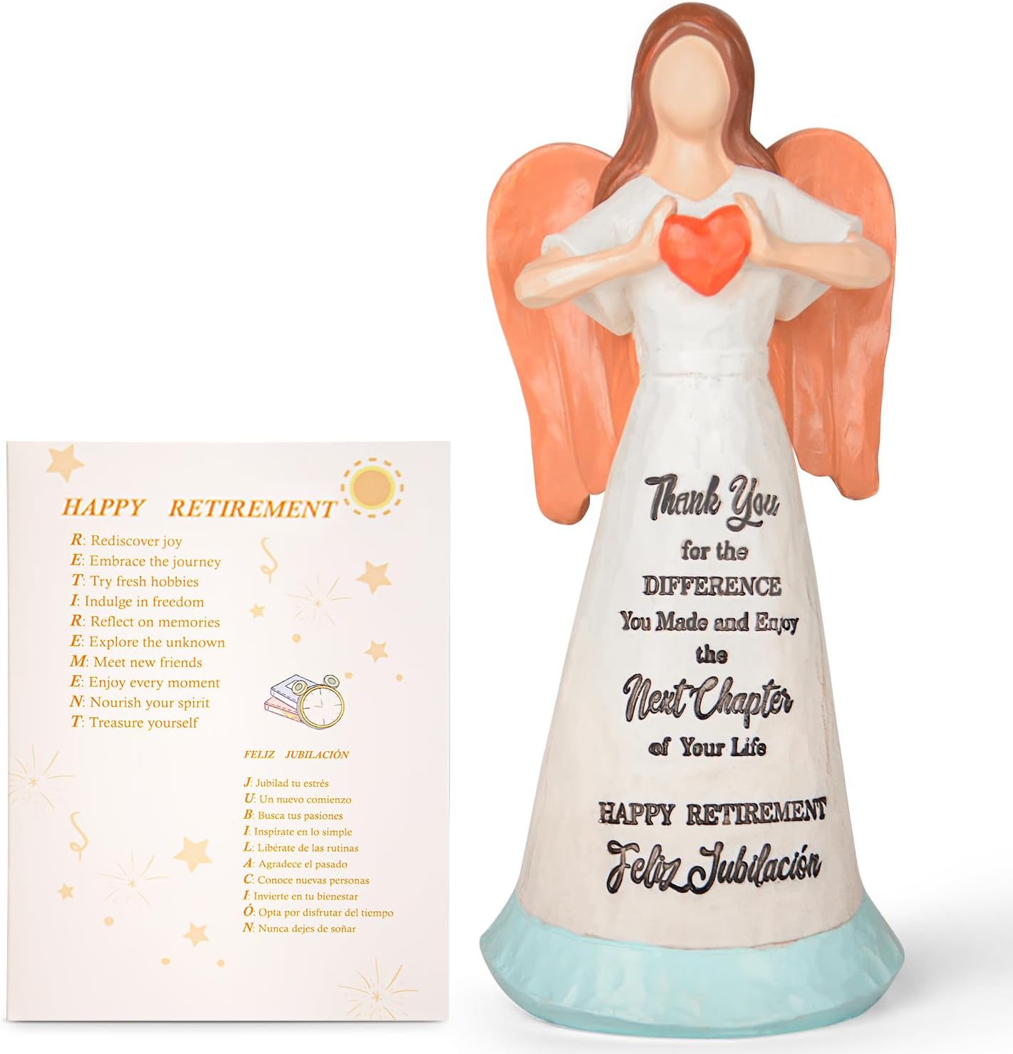 Retirement Gift for Woman 2025- Happy Retirement Gifts for Coworker Teacher Nurses Boss Mom Sister Retirees Women Party Decorations with Angel Figurine Retiring Card