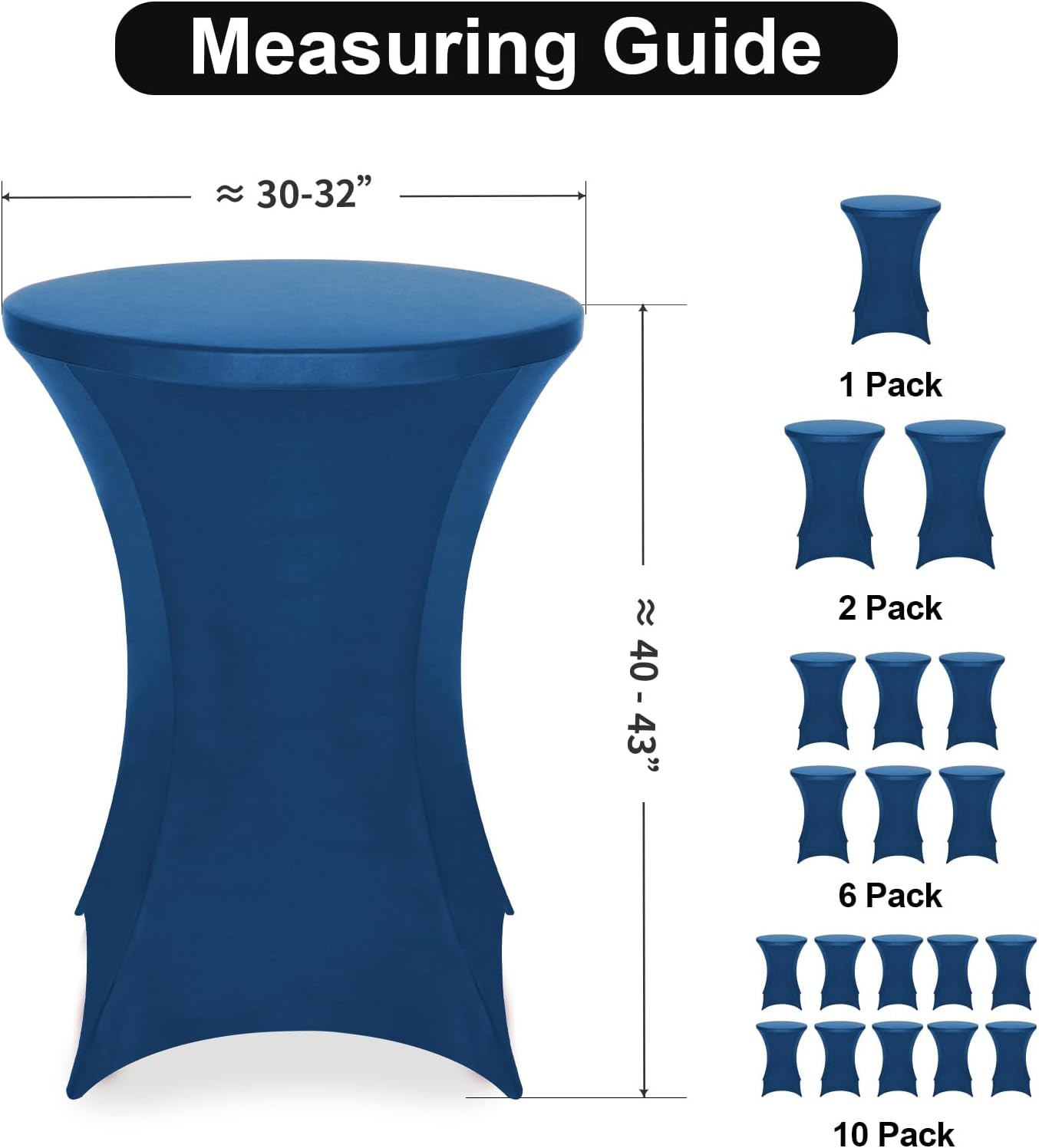 FestiCorp Spandex Blue Table Cover, Cocktail Fitted Tablecloths, Round Highboy Stretch Table Covers Cloths for Party, Bar, Wedding, Birthday, Banquet, 30"-32" Diameter x 40"-43" Height
