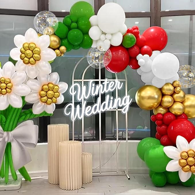 Red White Green and Gold Balloon Arch Kit, 167Pcs Christmas Balloons Different Sizes 18 12 10 5 inch for Birthday Baby Shower New Year Xmas Holiday Party Decorations