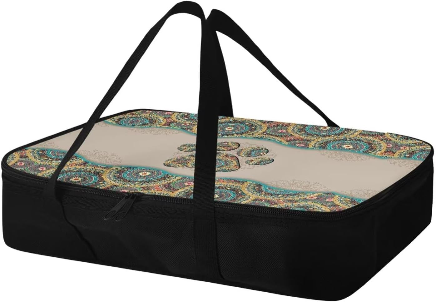 Dog Paw Prints Insulated Casserole Carrier Travel Bag Reusable Food Carrier for Hot or Cold Food Lasagna Holder Tote Portable Food Warmer for Beach Parties Picnic