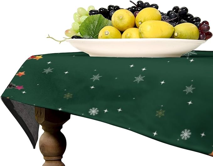 YCness Christmas Tablecloth Christmas Trees Colorful Red White Black Green Table Cover Washable Seasonal Table Decor for Party Picnic Dinner 60x120 Inch Rectangle
