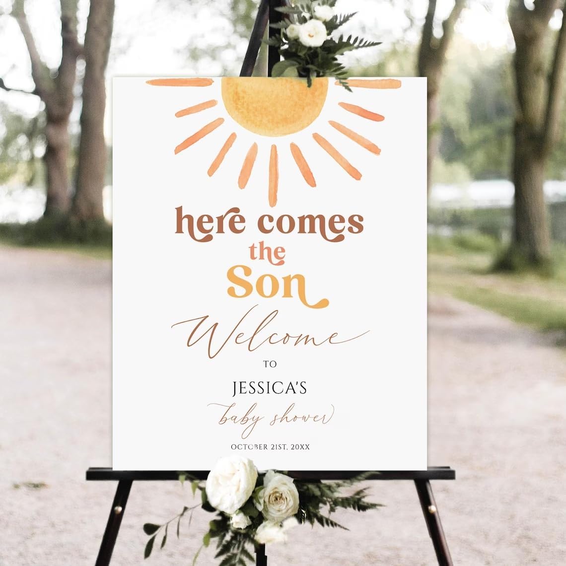 Here Comes the Son Welcome Sign, Sun Baby Shower Welcome Sign, Sunshine Baby Shower Welcome Signs, Editable Baby Shower Signs for Boys, Printable Sunshine Baby Shower Party Decor.