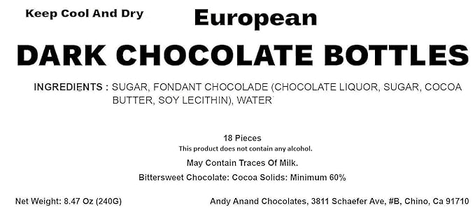 Andy Anand Chocolatier European Beer Flavored Dark Chocolate Bottles, Filled with Top-Shelf Beer, Gluten Free Assorted Flavors Chocolates, Packed in a Wooden Gift Box (18 Pcs)