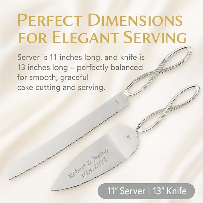 GIFTS INFINITY Personalized Infinity Wedding Cake Server and knife Free Engraving - Valentine's Day Gift