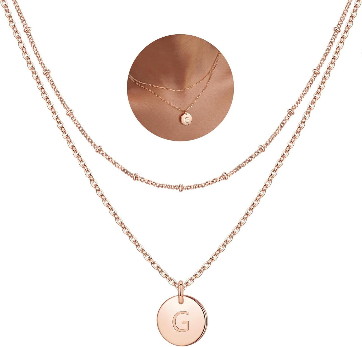IEFWELL Stocking Stuffer for Teen Girls - Necklaces for Women Girls, 14K Gold-Plated Double Side Engraved Hammered Coin Necklaces, Layered Necklace Jewelry Pendant Gifts for Teen Girls Kids