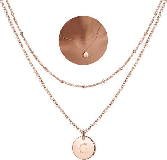 IEFWELL Stocking Stuffer for Teen Girls - Necklaces for Women Girls, 14K Gold-Plated Double Side Engraved Hammered Coin Necklaces, Layered Necklace Jewelry Pendant Gifts for Teen Girls Kids