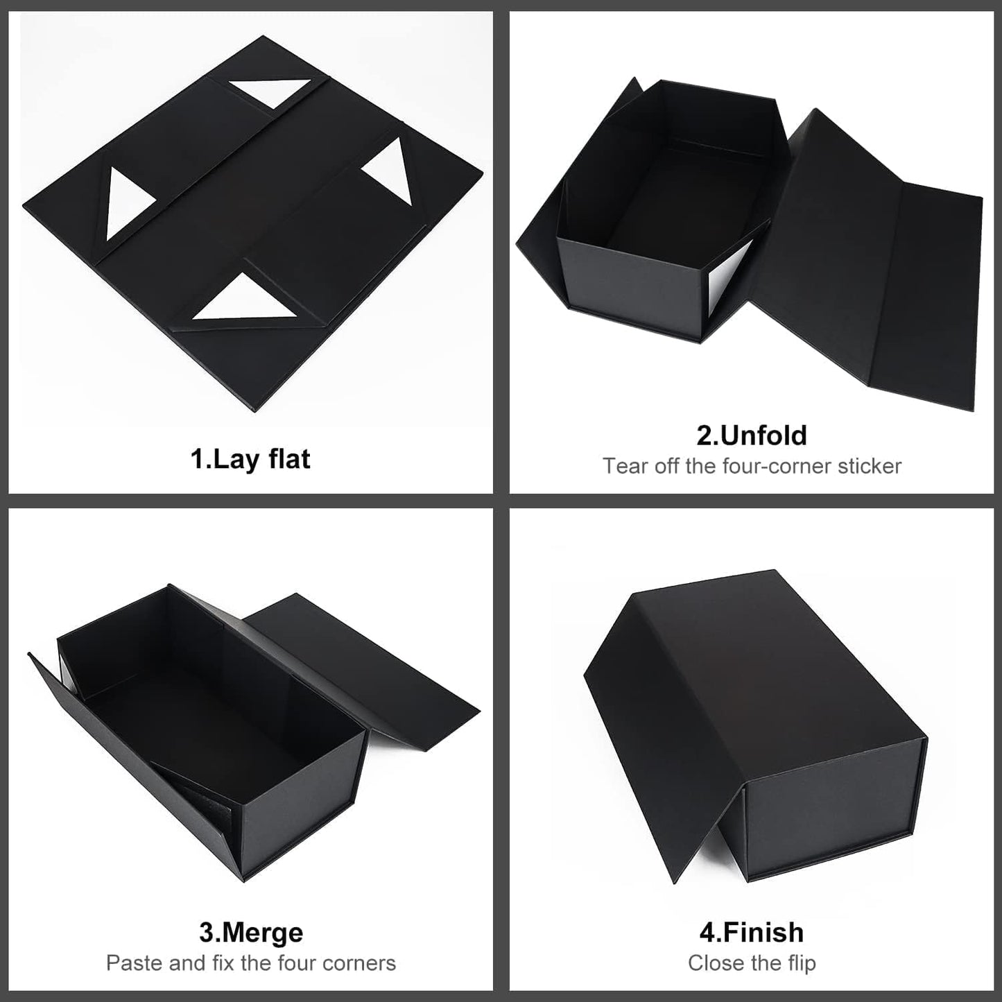 Gift Boxe 10" x 6" x 3" with Magnetic Closure Lid Gift Boxes for Presents,Bridesmaid Gifts Box,Cute Box,Birthday Gift box,Luxury for Gift Packaging, Magnetic Gift Box for Wrapping Gifts (Black/5PCS)