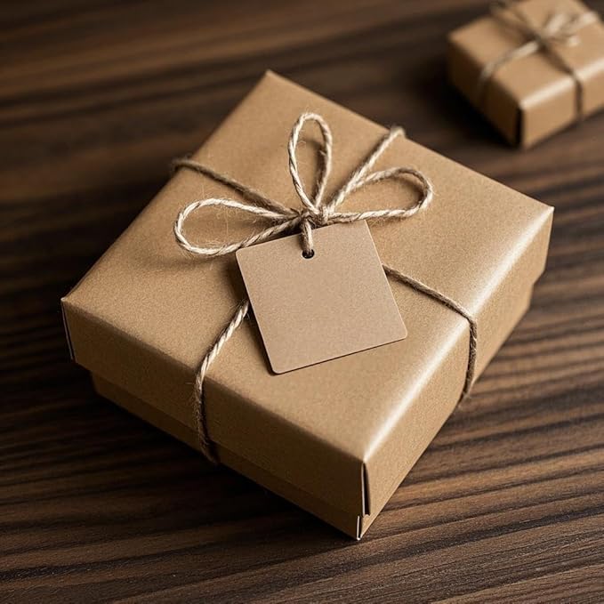 Kraft Paper Gift Tags,200PCS Blank Hang Tags with 200PCS Free Natural Jute Twines for DIY Project, Gift Wrapping(Brown)