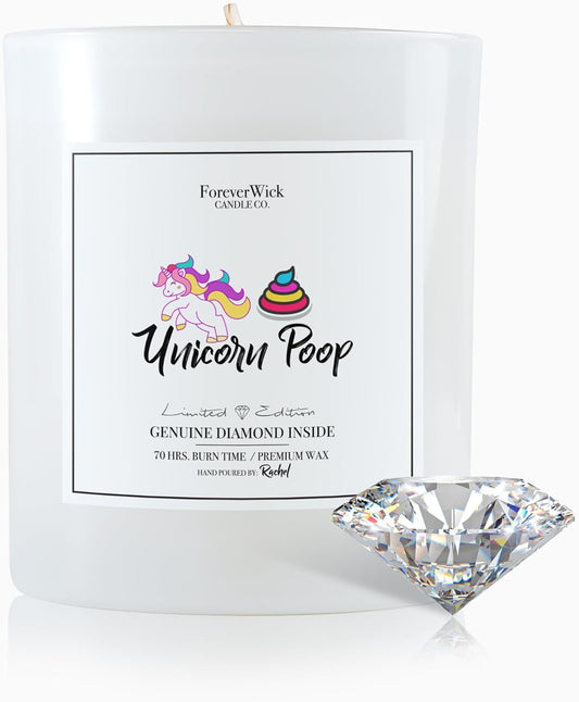 Unicorn Poop Cotton Candy Surprise Candle + Diamond Inside | Foreverwick Candles | Scented Soy Candles Gifts for Women Aromatherapy Candle | Birthday Candles All-Natural Organic Soy Candle 14oz | 70h