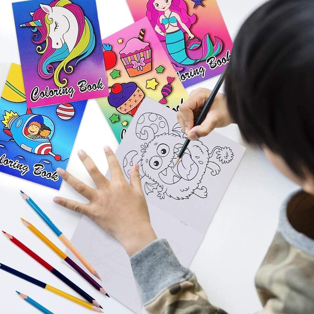 ArtCreativity Assorted Mini Coloring Books Bulk -Pack of 20 Small Color Booklets in 5 Designs - Perfect Kids Party Favors - Educational Art Gifts for Toddlers, Boys and Girls Ages 3-5, 6-8