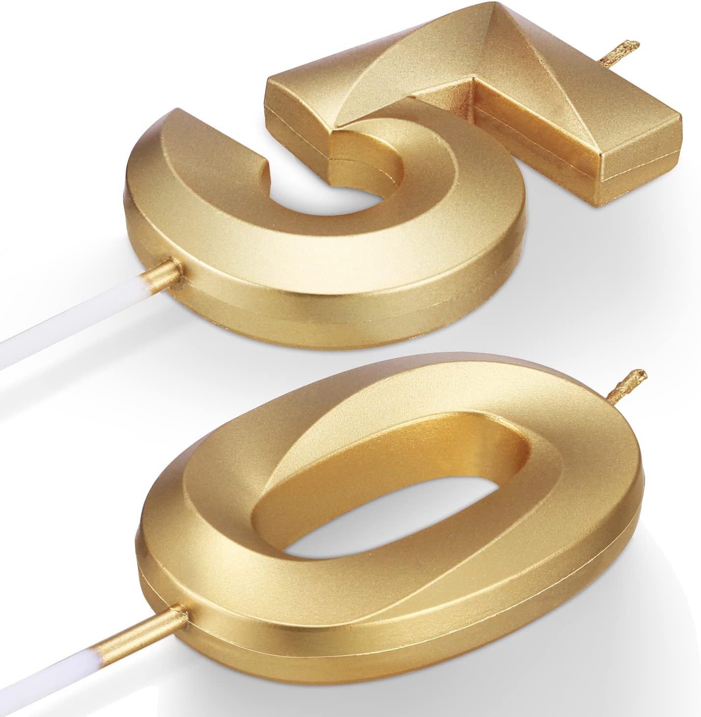 50th Birthday Candles for Cakes Numbers Candle Happy 50 Birthday 3D Designed Wedding Anniversary Party Cake Topper Decorations (50, Gold)
