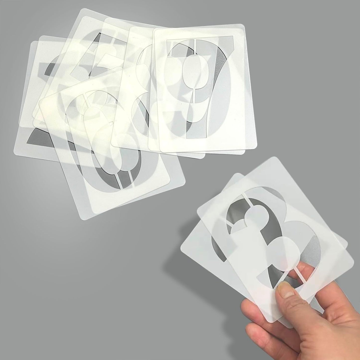 4 Inch Plastic Number Stencils Kit 0-9 – Reusable Address & Digital Number Painting Templates for Cake, Mailbox, Road, Parking Lot, Door, Truck Signs