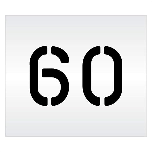 Pavement, Curb, and WheelStop Stencils - 6 inch Double Number Stencil - (60) - 6" x 9" x 1/16" (63 mil) - Light-Duty