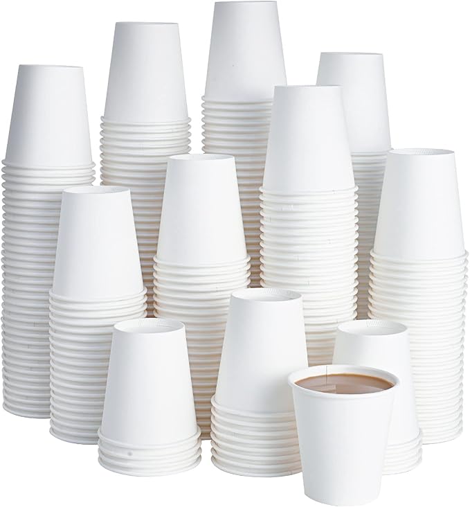 LITOPAK 270 Pack 10 oz Disposable Paper Coffee Cup, Drinking Cups for Water, White Paper Hot Coffee Cups, Suitable for Party, Picnic, Travel, and Events