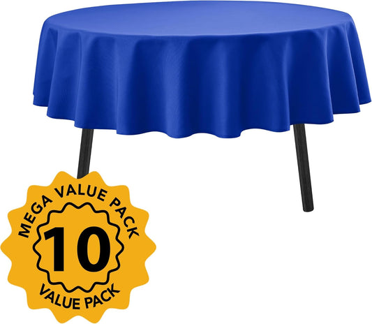 10-Pack Royal Blue Round Tablecloths, 84 Inches, Stain-Resistant Polyester for 3-5 Ft Round Tables - Washable Table Covers for Weddings, Banquets, Birthday Parties, Events