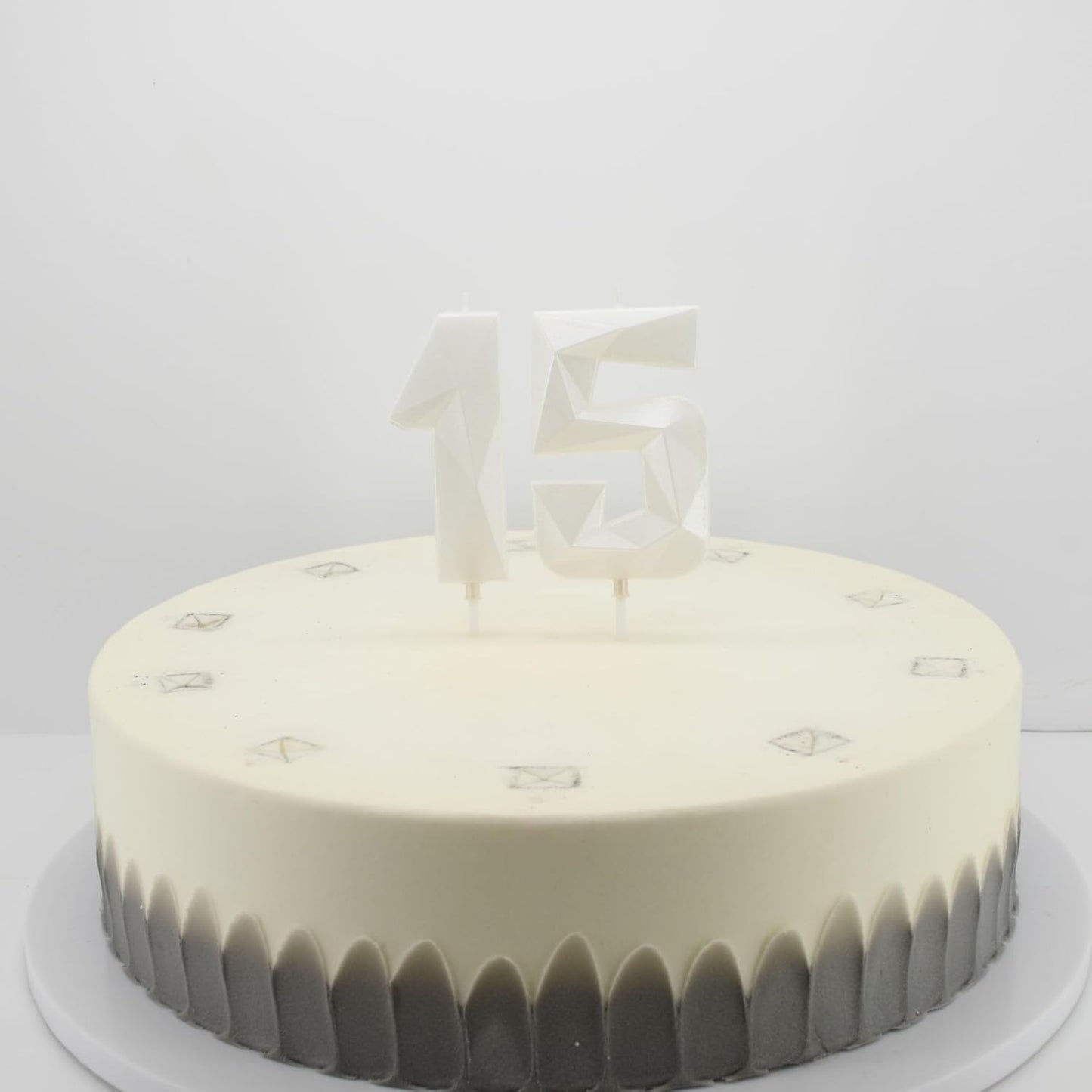 DERVENTA Large Birthday Candle Number 3D White 3.7 inch Party Celebration Anniversary Decoration Cake Topper 1 Piece (Number 15 White)