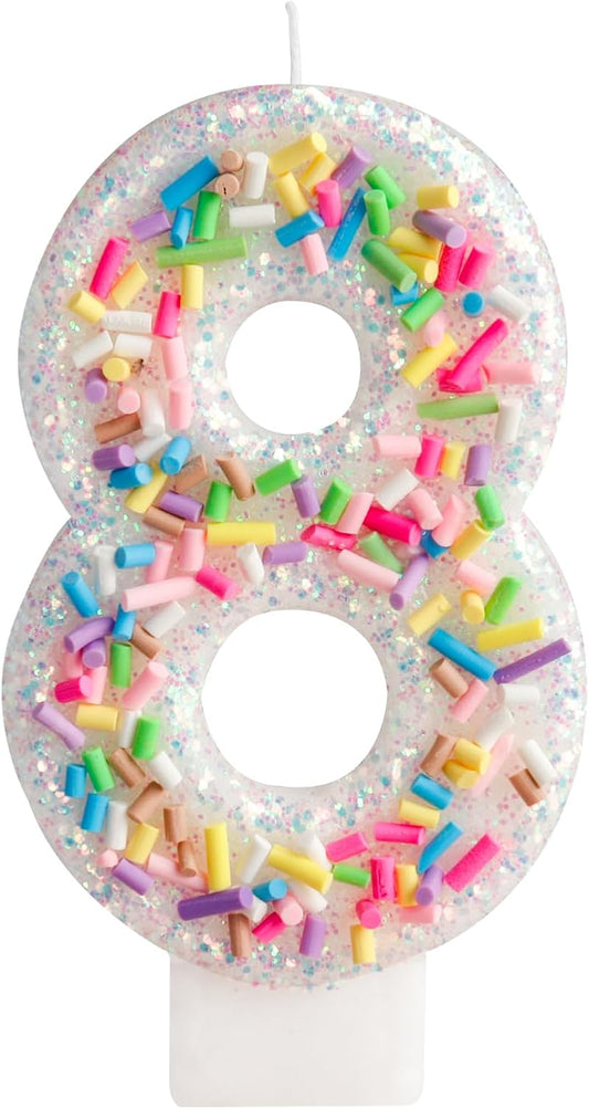 Girls Colorful Candy Birthday Candle,8th Birthday Candle for Party Supplies,Candles for Cake Decoration,2.76 inch Number 8 Girl Boy Cake Topper Wedding Anniversary Pastel Sweet Theme Party Decoration