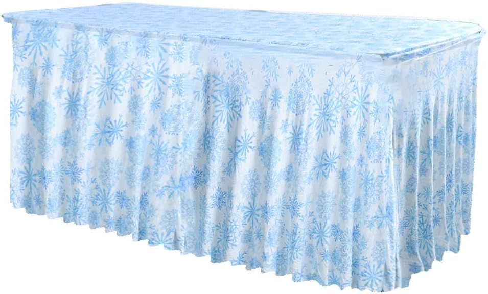 HAORUI Table Skirts, 4ft Rectangle Wrinkle Resistant Table Clothes, Ruffles Elastic Table Cover for Banquets, Weddings, Parties