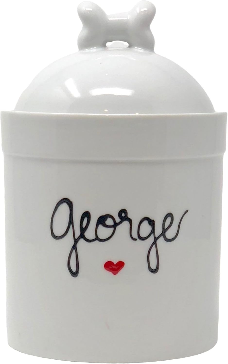 Large Size Personalized Dog Treat Jar and Canister Personalized with Name, Airtight Dog Treat Container with Silicone Seal and bone Lid, Cute Ceramic Dog Treat Jars for Kitchen Counter, White