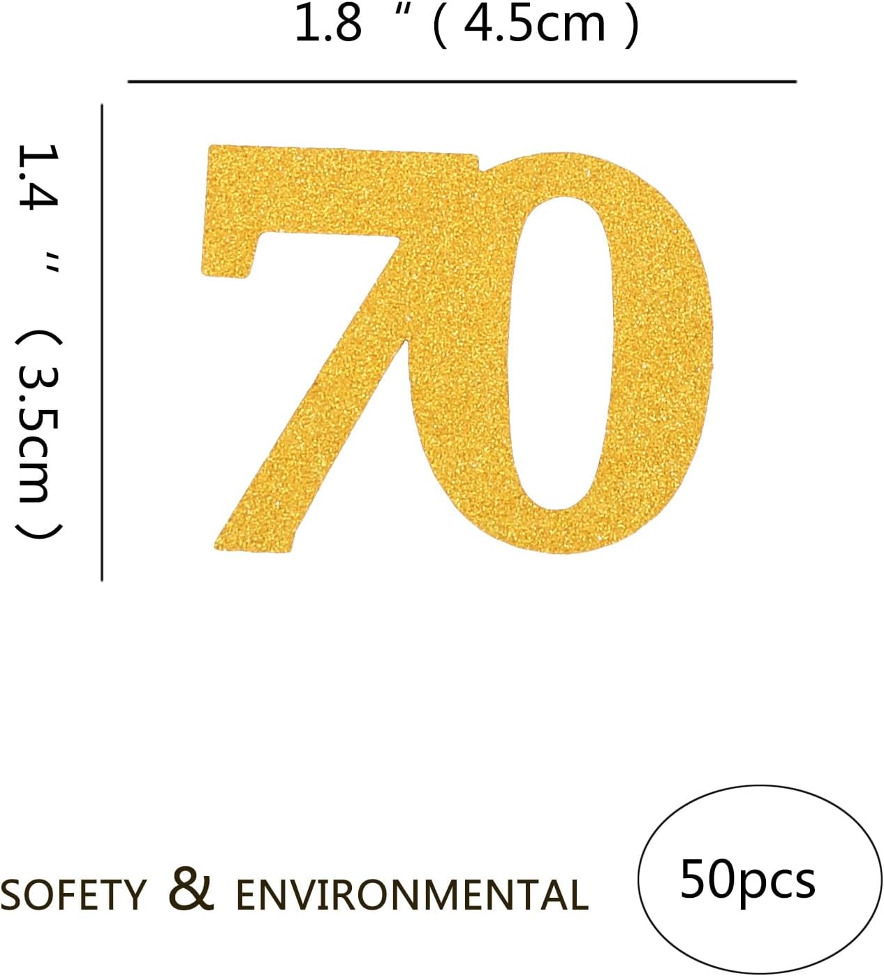 Number 70 Confetti Birthday Decorations - Gold Glitter 70th birthday Confetti Table Scatters Decorations Supplies for Birthday Anniversary Party