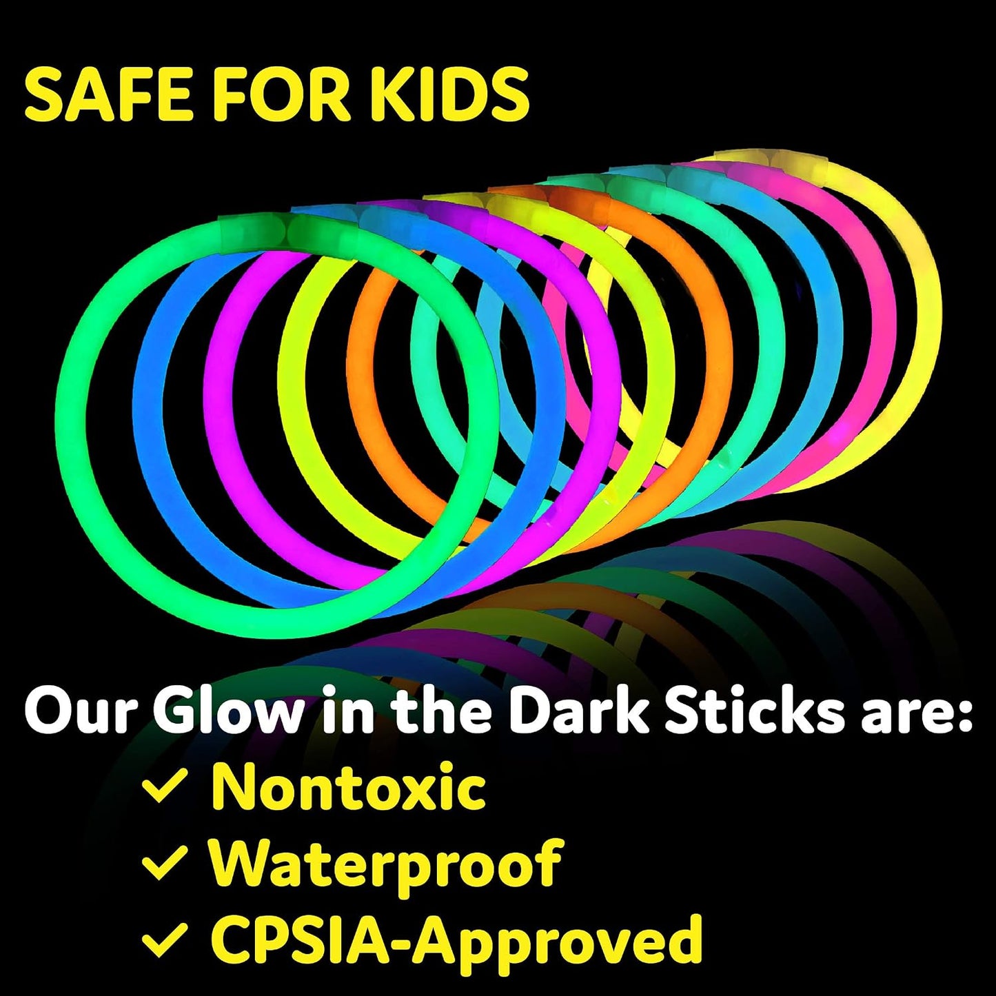 100 Glow Sticks Party Pack – Multi-Color Light Sticks with Connectors