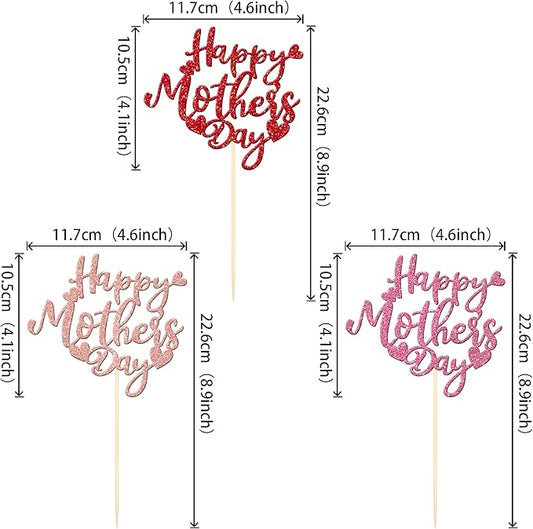 12 PCS Happy Mother's Day Centerpiece Sticks Double Sided Glitter Love Mother Best Mom Centerpieces for Happy Mother's Day Theme Table Flower Decorations Women Birthday Party Supplies Colorful