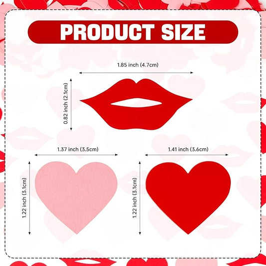 200 Pcs Red Lips and Pink Hearts Confetti Mix - Valentine's Day Confetti for Parties, Romantic Wedding Decor, Table Scatter, Anniversary & Proposal Decorations