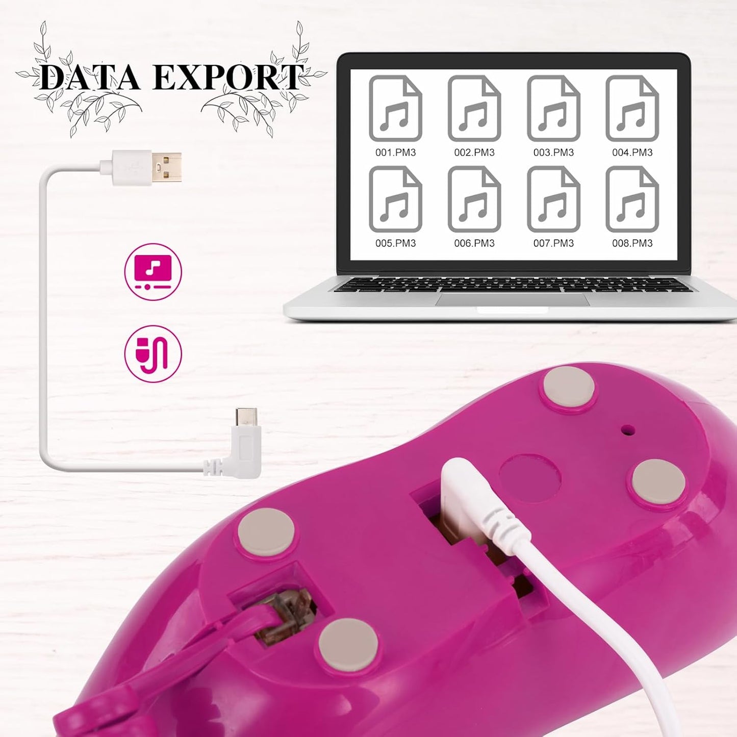 UKBW Audio Guest Book Wedding Phone, 32G Record Customized Audio Message,Interesting Mouth Lip-Shaped Audio Guestbook for Birthdays Parties Confessions Special Occasions (Rose Red)