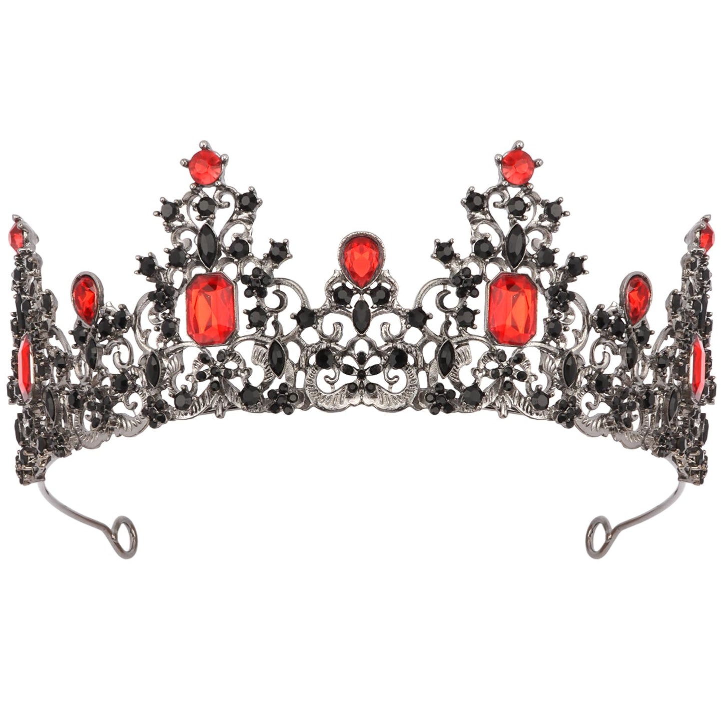 Didder Red and Black Gothic Vampire Queen Crown Birthday Tiara Medieval Renaissance Party Prom Queen Tiaras and Crowns for Women and Girls Halloween Costume Headpiece Hair Accessories