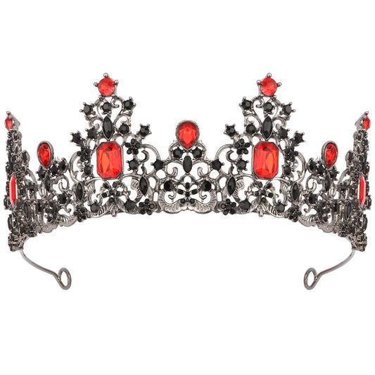 Didder Red and Black Gothic Vampire Queen Crown Birthday Tiara Medieval Renaissance Party Prom Queen Tiaras and Crowns for Women and Girls Halloween Costume Headpiece Hair Accessories