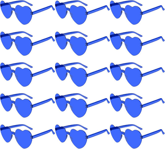 PLULON Heart Sunglasses for Women 5/12/25 Pcs, Heart Glasses Valentine Day Rimless Shaped Candy Color Fun Glasses Party Favor