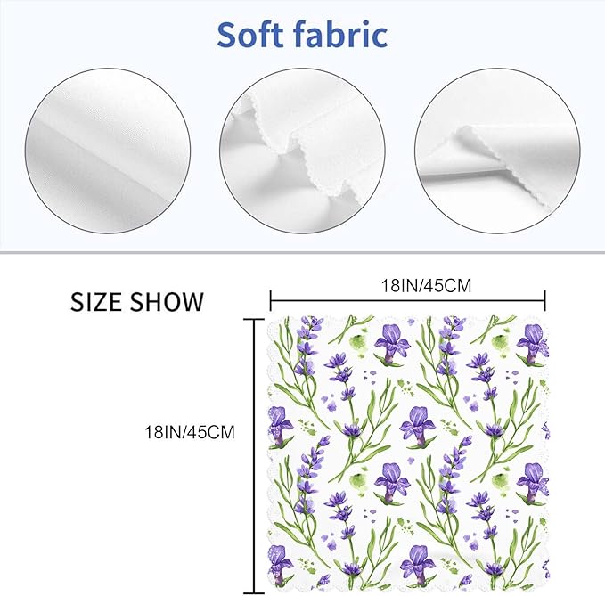 Yibeas Lavender Flowers and Leaves Cloth Napkins Dinner Table Napkins Watercolor Decorative Floral Purple and Green Washable Reusable Napkins Set of 4 Home Holiday Party Wedding