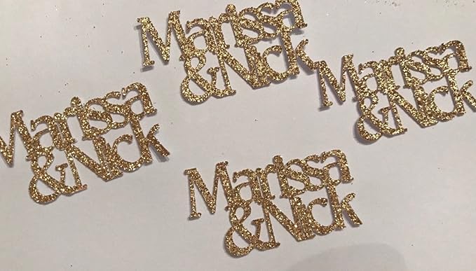 100 Pieces Personalized Initial Any Name Confettis with 2 names glitter table scatter Bridal showers engagement parties weddings anniversarys Supplies Customization Parties Birthday Partybaby shower
