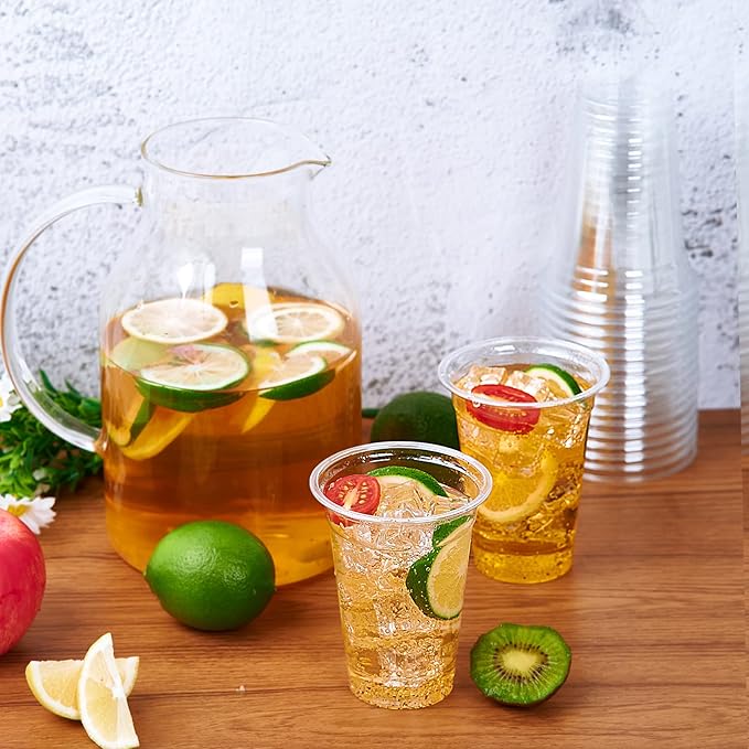 Lilymicky 300 Pack 10 oz Clear Plastic Cups, PET Disposable Drinking Cups Perfect for Birthday Parties, Ceremonies, Events
