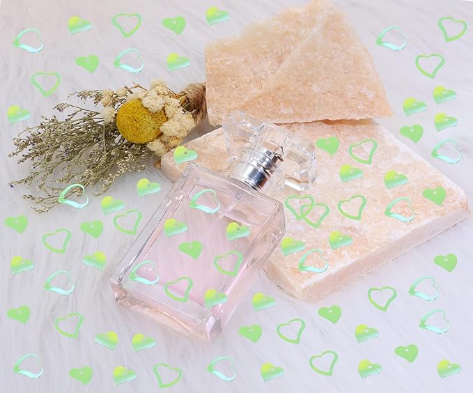 ONLYKXY 1200Pcs Love Heart Shaped Confetti, Table Wedding Decoration, Glitter Confetti for Wedding Party (Glitter Green)