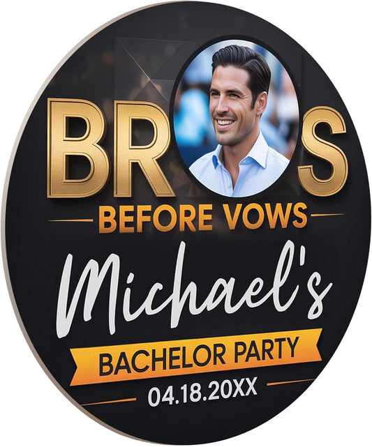 60 Pack Personalized Bachelor Party Coasters, Custom Cardboard Drink Coasters with Photo Print and Text, Fun Bachelor Party Favors and Gifts, 3.95" Round, Design 1
