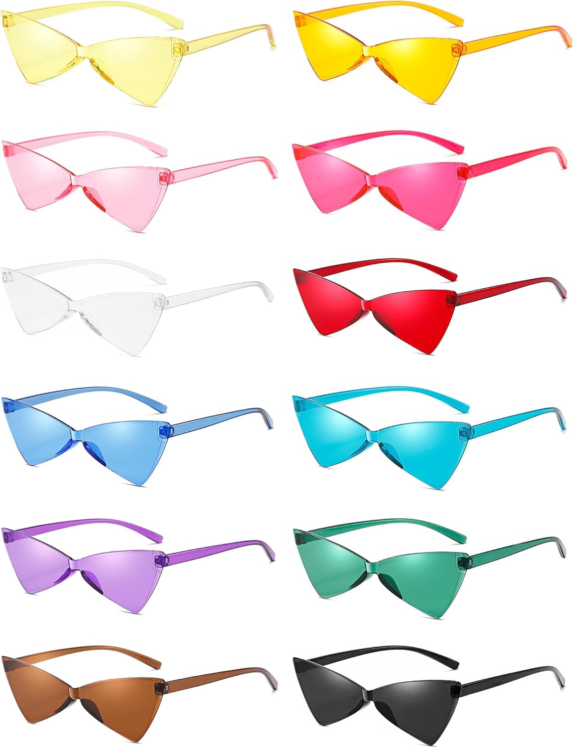 Heart Shaped Rimless Sunglasses 12Pack, Bachelor Party Cool Colorful Funky Sunglasses