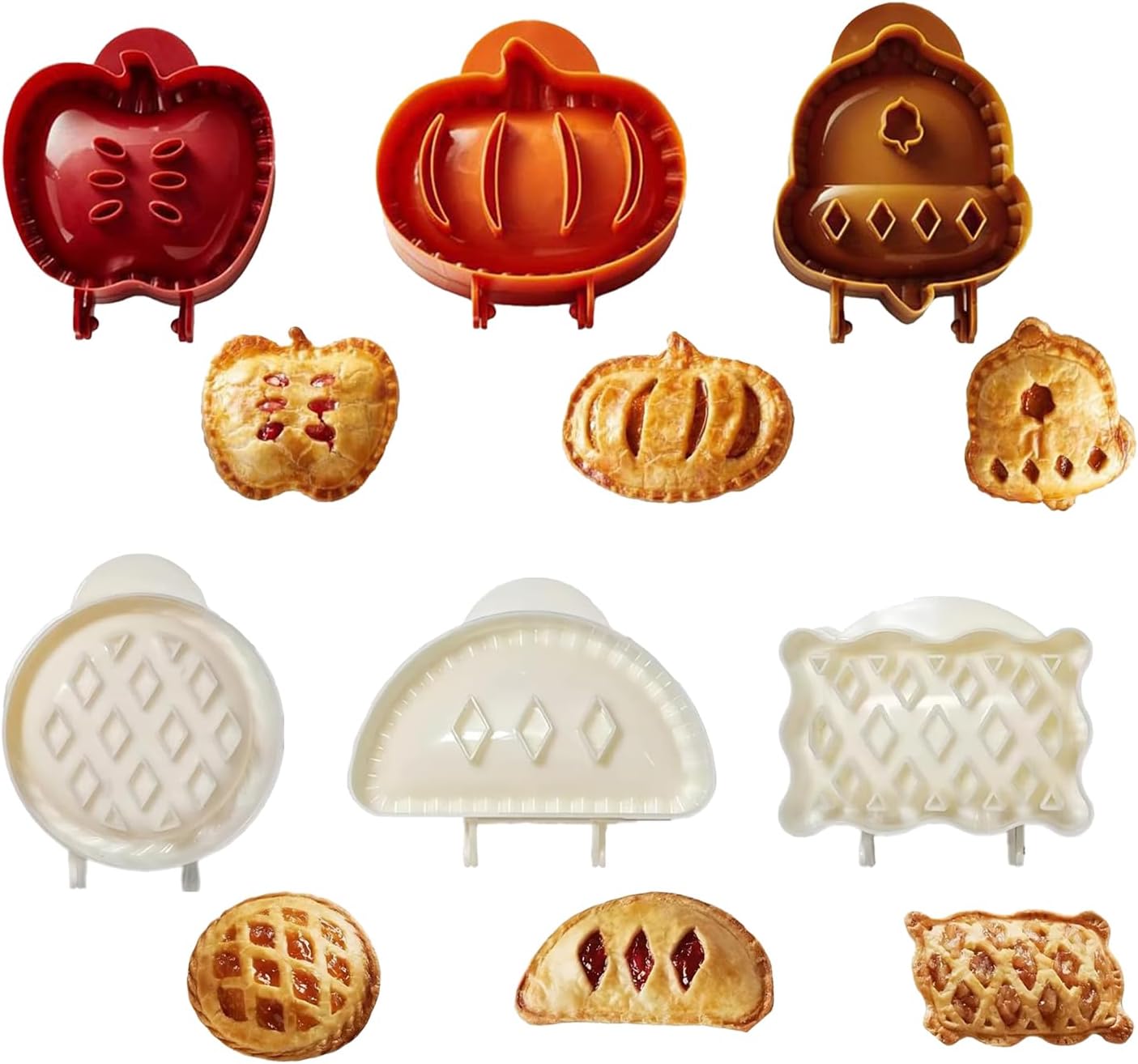 6PCS Mini Hand Pie Molds,Party Potluck Hand Pie Molds for Baking,Fits All Kinds of Festivals and Parties (6PCS-B)
