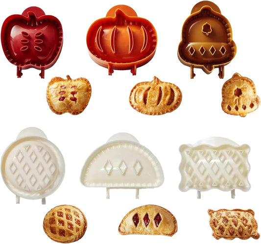 6PCS Mini Hand Pie Molds,Party Potluck Hand Pie Molds for Baking,Fits All Kinds of Festivals and Parties (6PCS-B)