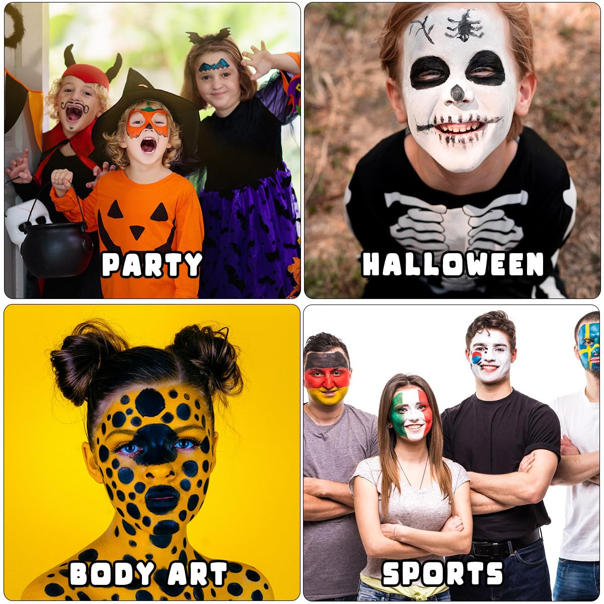 Bowitzki 14 Colors Face Body Paint Set Cream Makeup 20ml Water Based Face Painting Special Effects For Adults Children Kids Halloween Christmas Party Stage Cosplay 0.7OZ Each