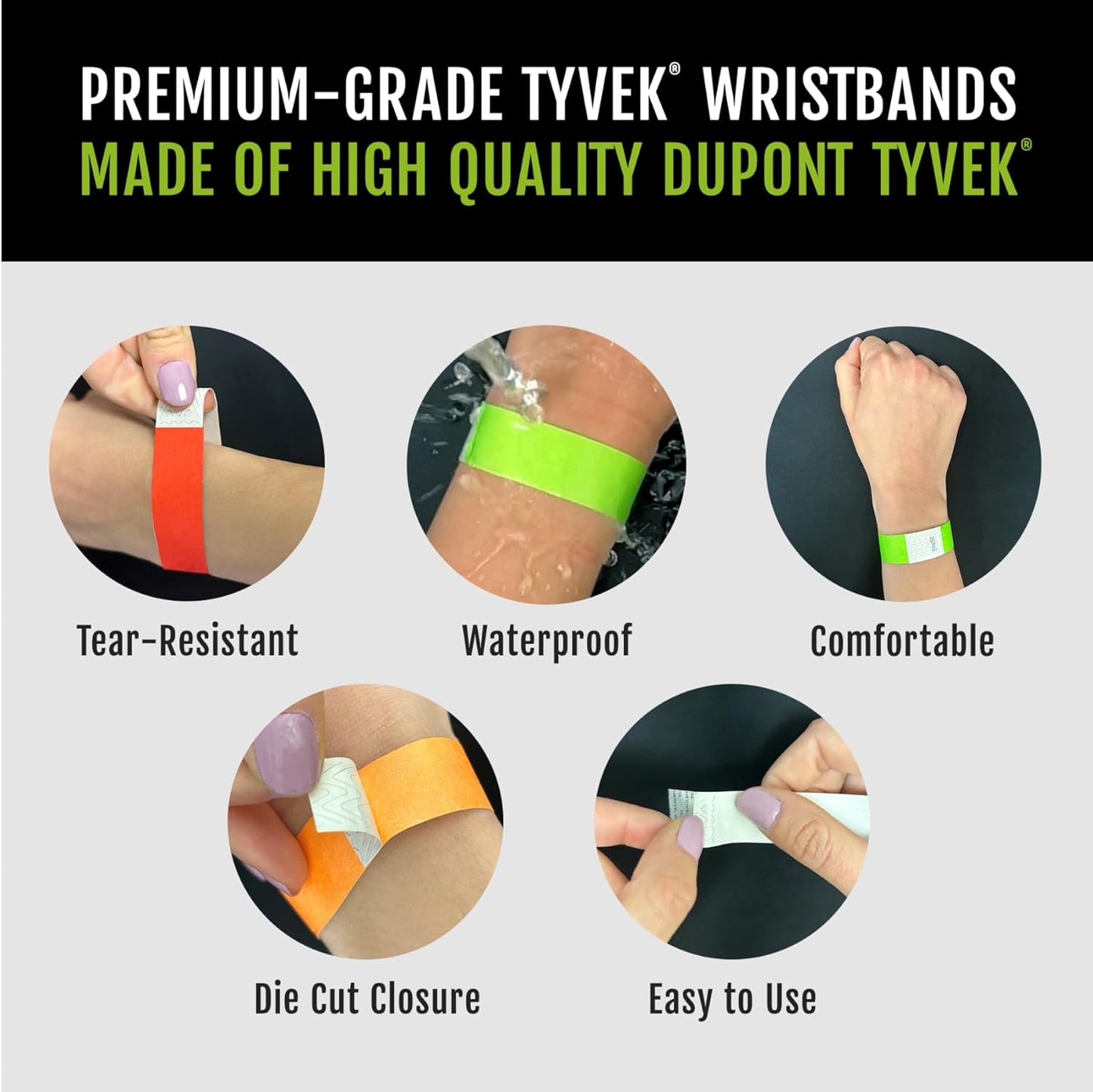 1,200 WristCo Tyvek Wristbands for Events, 6-Color Variety Pack – Tamper-Proof Design Prevents Reuse – Premium-Grade Bracelets for Hospital & Medical ID, Party, VIP Identification (Variety Pack)