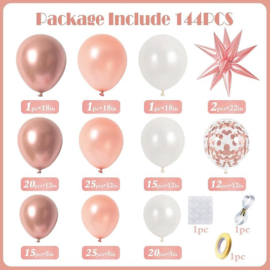 KARLURE Rose Gold Balloons Arch Kit with Metallic Rose Gold Confetti Balloons for Mothers Day Baby Shower Engagement Bridal Shower Wedding Birthday Party 2026 Graduation Anniversary Decorations